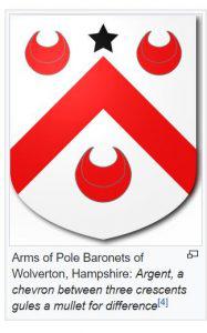 Arms of Pole Baronets of Wolverton, Hampshire