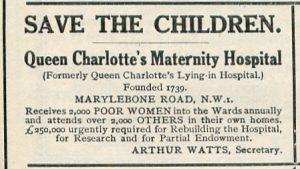 A 1931 appeal for funds for the Queen Charlotte’s Hospital