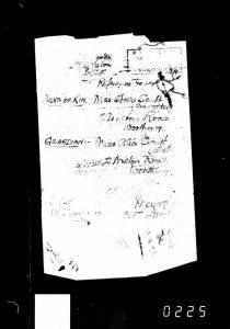 Image of note listing Next of Kin and Guardian for the child of Ethel Scutt