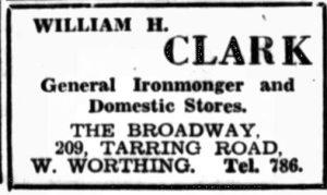 Advertisement for William H. Clark's ironmongery business