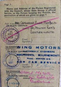 Registration of car for Catherine Meadows
