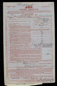 Attestation of Short Service completed and signed by Walter Carver 25.9.1899