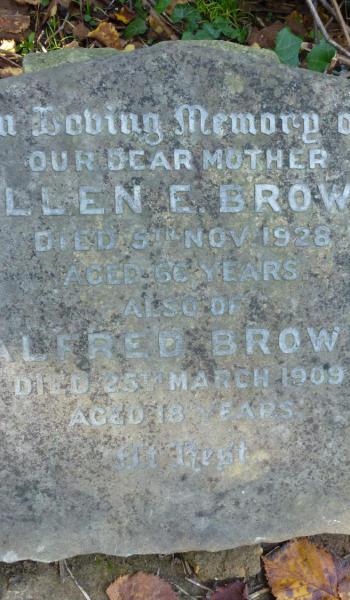 Ellen Brown (buried 1928) headstone