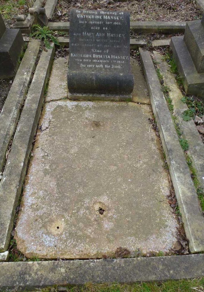 Photograph of headstone for Catherine Massey