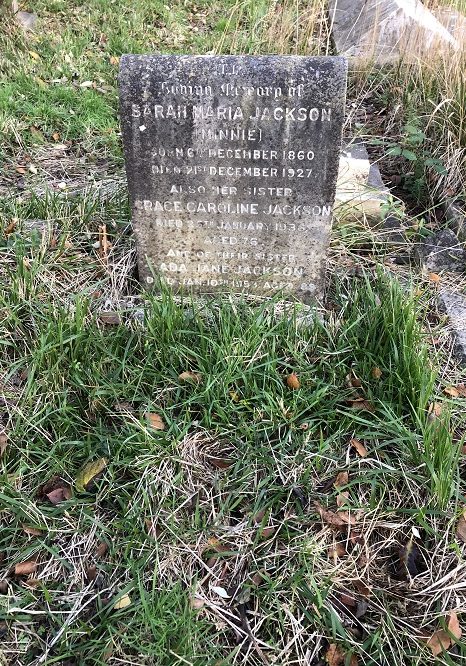 Photograph of headstone for Sarah Jackson
