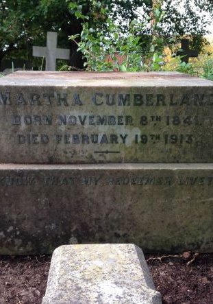 Photograph of headstone for Martha Cumberland